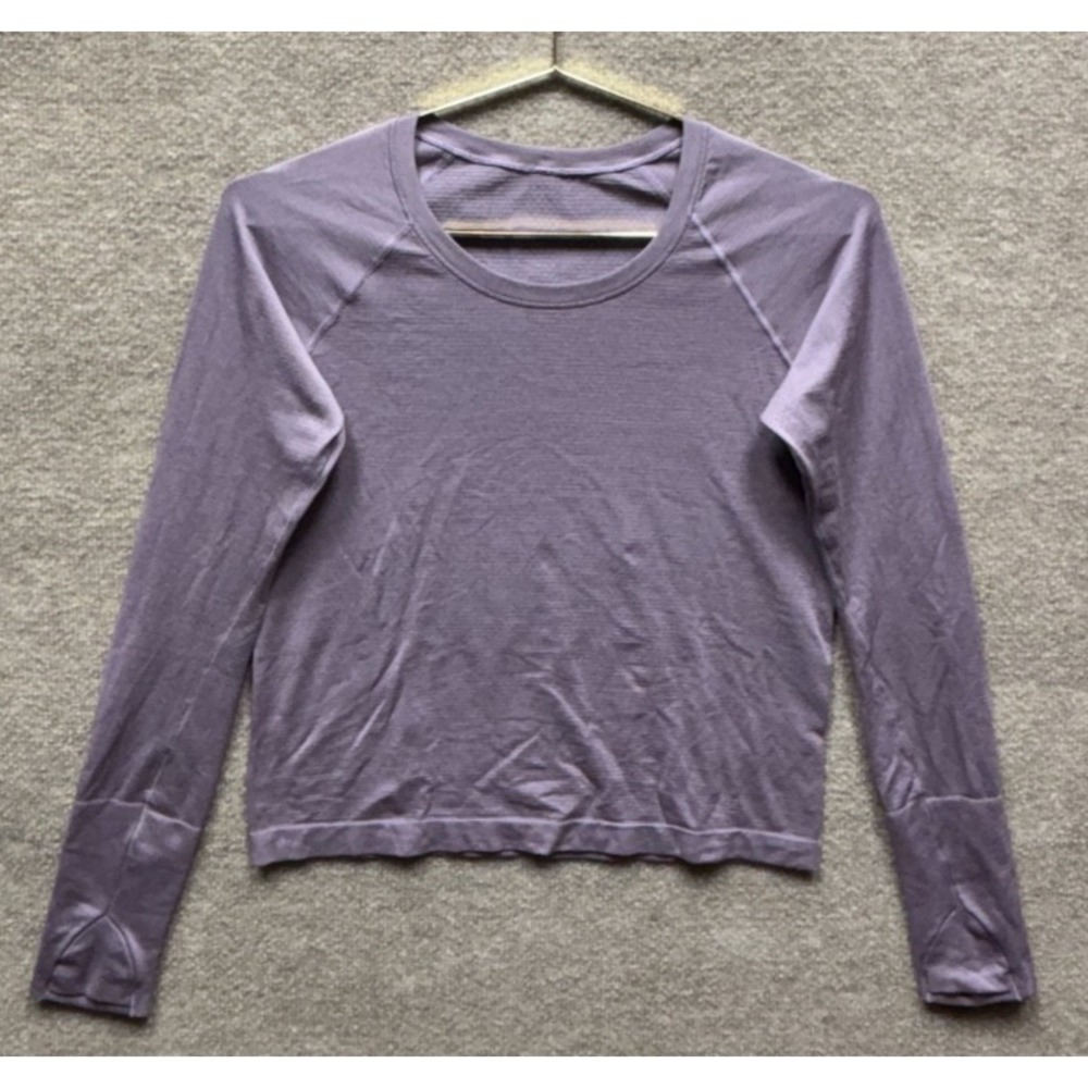 Lululemon Women's 8 Swiftly Tech Purple Long Sleeve Crew Waist Length EUC Run